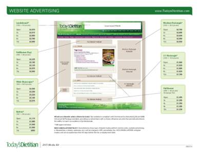 WEBSITE ADVERTISING  www.TodaysDietitian.com Leaderboard*