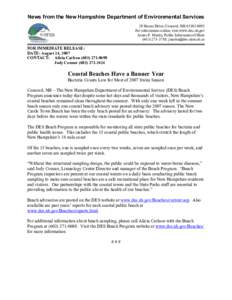 News from the New Hampshire Department of Environmental Services  29 Hazen Drive, Concord, NH 03302­0095  For information online, visit www.des.nh.gov  James P. Martin, Public Information Office