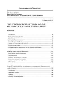 DEPARTMENT FOR TRANSPORT DfT CircularDepartment for Transport Great Minster House, 33 Horseferry Road, London SW1P 4DR  10 September 2013