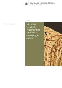 Education for Māori: Implementing Ka Hikitia – Managing for Success