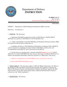DoD Instruction[removed], May 10, 2012; Incorporating Change 1, Effective March 19, 2014