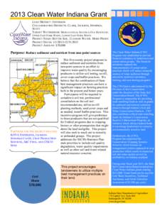 2013 Clean Water Indiana Grant LEAD DISTRICT: JEFFERSON COLLABORATING DISTRICTS: CLARK, JACKSON, JENNINGS, SCOTT TARGET WATERSHEDS: MUSCATATUCK, SILVER-LITTLE KENTUCKY, UPPER EAST FORK WHITE, LOWER EAST FORK WHITE