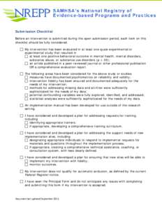 NREPP Review Submission Checklist