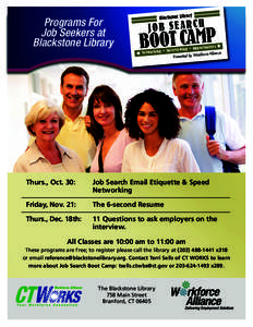 Programs For Job Seekers at Blackstone Library y Blackstone Librar