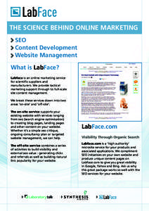 THE SCIENCE BEHIND ONLINE MARKETING SEO Content Development Website Management What is LabFace? Labface is an online marketing service