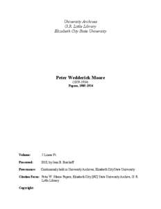 Elizabeth City State University                                                                                                                    P.W. Moore Papers