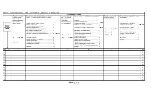 SECCIÓN 5. ACTIVIDAD ECONÓMICA. - PARTE A. ACTIVIDADES DE LAS PERSONAS DE 10 AÑOS Y MÁS ¿Trabajó …... durante la semana pasada por lo menos una hora como asalariado, o en su propio