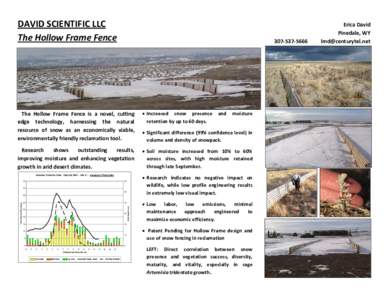 DAVID SCIENTIFIC LLC The Hollow Frame Fence[removed]The Hollow Frame Fence is a novel, cutting