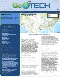 Volume 1, No. 3  November 2013 A Monthly Newsletter of the National Geospatial Technology