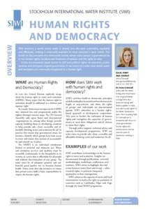 STOCKHOLM INTERNATIONAL WATER INSTITUTE (SIWI)  OVERVIEW HUMAN RIGHTS AND DEMOCRACY