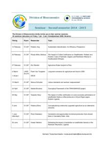 Seminar bioeconomics