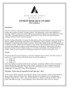 New York State Archives Student Research Award Contest guidelines