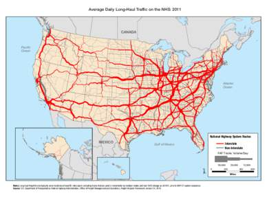 Average Daily Long-Haul Traffic on the NHS: 2011  CANADA Pacific Ocean