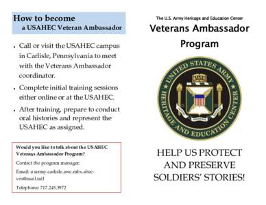 How to become a USAHEC Veteran Ambassador  