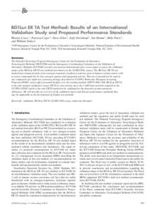 BG1Luc ER TA Test Method: Results of an International Validation Study and Proposed Performance Standards Warren Casey 1, Patricia Ceger 2, Dave Allen 2, Judy Strickland 2, Jon Hamm 2, Mike Paris 2, and William Stokes1 1