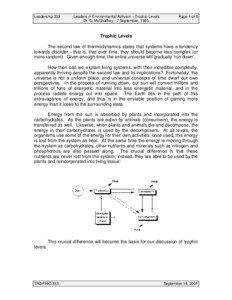 Leadership 333  Leaders in Environmental Activism - Trophic Levels
