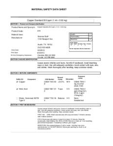 MATERIAL SAFETY DATA SHEET  Copper Standard 20.0 ppm (1 ml = 0.02 mg) SECTION 1 . Product and Company Idenfication  Product Name and Synonym: