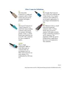 Fiber Connector Definitions SC The Subscriber Connector is a push-pull connector with a 2.5mm ferrule and is keyed for