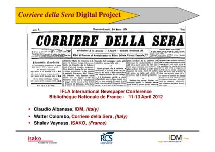 Corriere della Sera / RCS MediaGroup / Italy