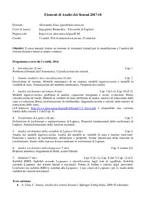 Elementi di Analisi dei SistemiDocente: Corsi di laurea: Pagina web: Crediti: