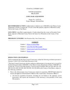 COASTAL CONSERVANCY Staff Recommendation May 29, 2014 LOMA MAR ACQUISITION Project No[removed]Project Manager: Deborah Hirst