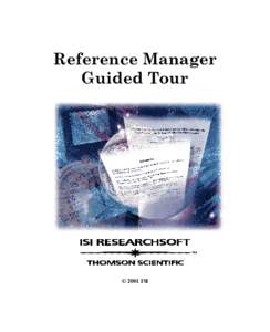 Reference Manager Guided Tour © 2001 ISI  COPYRIGHT NOTICE