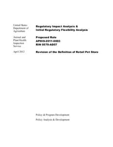 United States Department of Agriculture Regulatory Impact Analysis & Initial Regulatory Flexibility Analysis