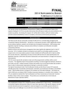 FINAL[removed]SUPPLEMENTAL BUDGET PL-MB ESSENTIAL VITAL SERVICES Request