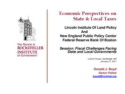Economic Perspectives on State & Local Taxes Lincoln Institute Of Land Policy And New England Public Policy Center Federal Reserve Bank Of Boston