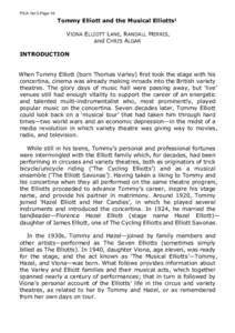 PICA Vol.5 Page 16  Tommy Elliott and the Musical Elliotts1 VIONA ELLIOTT LANE, RANDALL MERRIS, and CHRIS ALGAR INTRODUCTION
