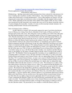 Southern Campaign American Revolution Pension Statements & Rosters Pension application of Surry Davis R2766 fn68SC Transcribed by Will Graves[removed]Methodology: Spelling, punctuation and/or grammar have been corrected