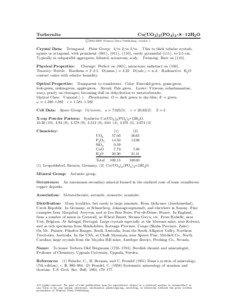 Torbernite  Cu(UO2 )2 (PO4 )2 • 8−12H2 O