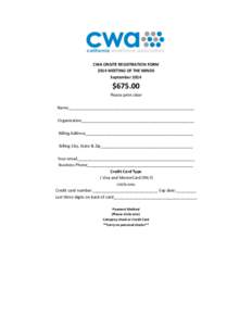 CWA ONSITE REGISTRATION FORM 2014 MEETING OF THE MINDS September 2014 $[removed]Please print clear