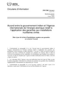 INFCIRC/754/Add.3 - Agreement between the Government of India and the International Atomic Energy Agency for the Application of Safeguards to Civilian Nuclear Facilities - French