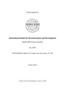 Pricing Supplement   International Bank for Reconstruction and Development  Global Debt Issuance Facility  No. 3497  USD10,000,000 Callable Zero Coupon Notes due January 28, 2038 