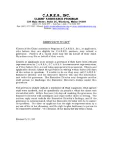 C.A.R.E.S., INC.  CLIENT ASSISTANCE PROGRAM 134 Main Street, Suite 2C, Winthrop, Maine 04364
