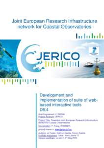 Joint European Research Infrastructure network for Coastal Observatories Development and implementation of suite of webbased interactive tools D6.4