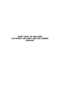 Joint AHRC, BA & ESRC Statement
