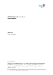 BMXNSW High Performance Team Policy Document January 2015 Author: Neil Cameron