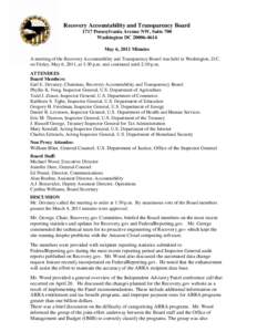 Inspector General / Daniel R. Levinson / Government / Politics of the United States / History of the United States / Recovery Accountability and Transparency Board / American Recovery and Reinvestment Act / Earl Devaney