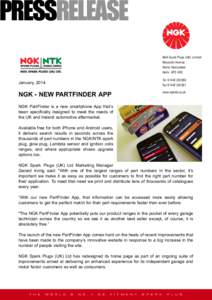 PRESSRELEASE NGK Spark Plugs (UK) Limited Maylands Avenue Hemel Hempstead Herts HP2 4SD