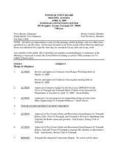 TONOPAH TOWN BOARD MEETING AGENDA APRIL 8, 2009 TONOPAH CONVENTION CENTER 301 Brougher Avenue, Tonopah, NV[removed]:00 p.m.