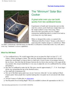 The "Minimum" Solar Box Cooker