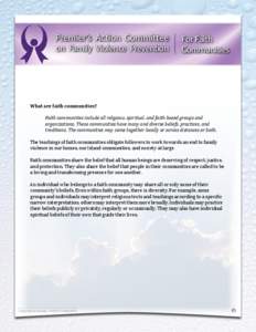 Premier’s Action Committee  on Family Violence Prevention For Faith Communities