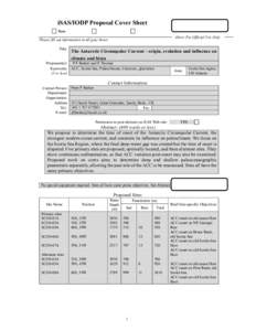 iSAS/IODP Proposal Cover Sheet New Above For Official Use Only Please fill out information in all gray boxes Title: