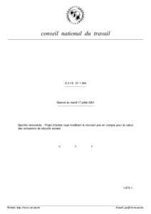 conseil national du travail _______________________________________________________________________________________ A V I S N° 1.364 ------------------------