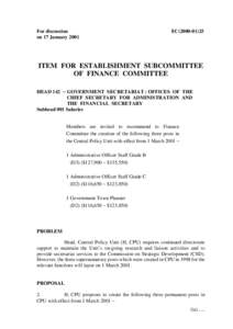 For discussion on 17 January 2001 EC[removed]ITEM FOR ESTABLISHMENT SUBCOMMITTEE