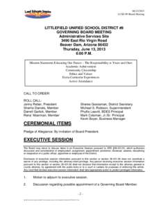 [removed]LUSD #9 Board Meeting LITTLEFIELD UNIFIED SCHOOL DISTRICT #9 GOVERNING BOARD MEETING Administrative Services Site