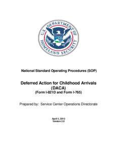 National Standard Operating Procedures (SOP)  Deferred Action for Childhood Arrivals (DACA) (Form I-821D and Form I-765)