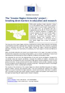 Europe / Greater Region / Grandes écoles / Politics of the European Union / SaarLorLux / University of Luxembourg / Grande Région / Kaiserslautern University of Technology